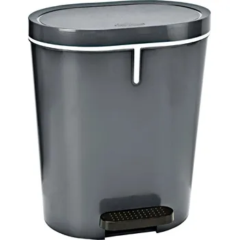 Odpadkový koš Denox Oval pedálový odpadkový koš 25 l, plast, antracitový