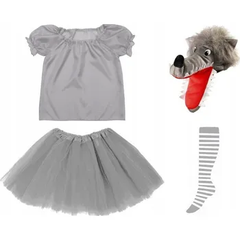 Karnevalový kostým KOSTÝM VLČICE SUKNĚ HALENKA ČEPICE 98-110