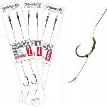 Rybářský háček Trakker Continental Rig Size 2 Barbed - kaprové návazce s protihrotem
