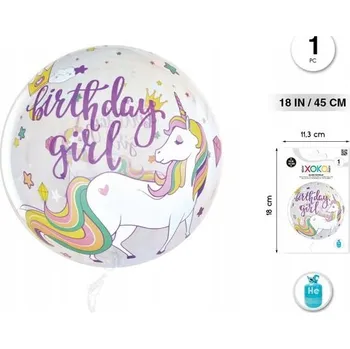Balónek Fóliový balónek jednorožec Birthday Girl - narozeninová dekorace