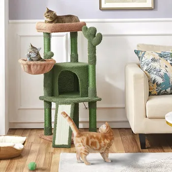 DRAPAK PRO KOČKY KAKTUS DOMEČEK BUDKA DŘEVO PELÍŠEK SISALOVÁ PODLOŽKA 107 cm