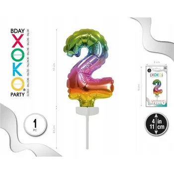Balónek Fóliový balónek barvy duhy číslice 2, 4''/11 cm