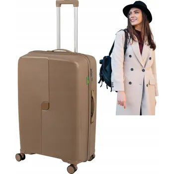 Velký cestovní kufr béžový, z polypropylenu na kolečkách Wowbag 7918 L