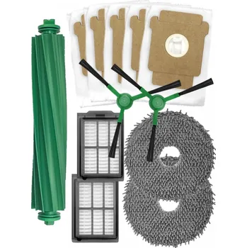 Sada příslušenství pro robotický vysavač HEPA filtry, kartáče pro vysavač IROBOT Roomba Plus 505 Combo + AutoWash dock White sada mopy a sáčky 12ks