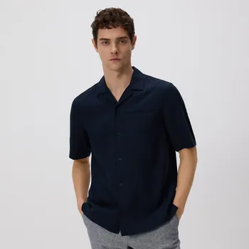 Reserved - Košile comfort fit z lyocellu - tmavomodrá - 745IE-59X - 745IE-59X-S