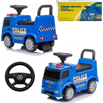 Odrážedlo MERCEDES ODRÁŽEDLO TLAKÁCÍ AUTO ZVUKY POLICEJNÍ MODRÉ