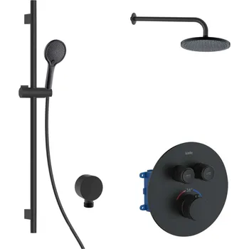 kielle Oudee - Termostatická baterie pod omítku, pro 2 spotřebiče, s příslušenstvím EcoSpare a tělesem, matná černá 20602SPT64