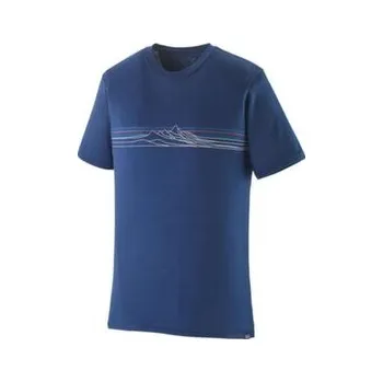 Pánské tričko Patagonia Capilene Cool Merino Graphic Shirt Men Strata Stripe: Clement Blue modrá XS