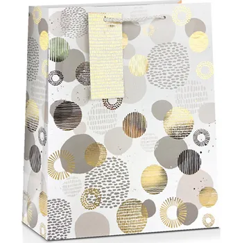 Dárková taška Dárková taška kolečka bílo-šedá 23x18 cm