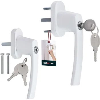 Okenní klika Okenní klika s klíčem hliníková bílá sada 2 ks. - bílá
