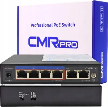 Switch Gigabitový Switch CMR-64-24, 6 portů (4x RJ45, 2x Uplink), Watchdog, VLAN, 65W