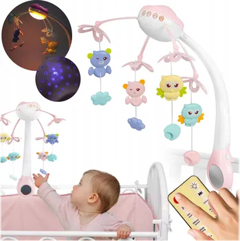 Kolotoč nad postýlku Kolotoč nad postýlku RicoKids růžový s projektorem a dálkovým ovládáním