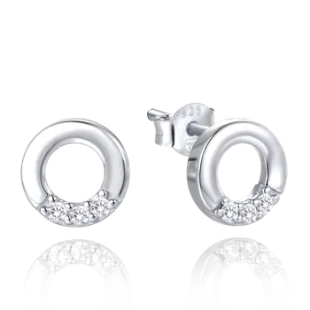 Náušnice MINET Stříbrné náušnice kroužky se zirkony