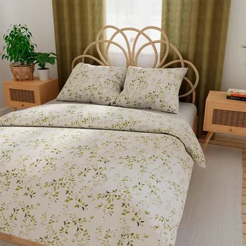 Povlečení SADA POVLEČENÍ Povlečení bavlna satén ORLINA 160x200 cm DROBNÉ LISTY