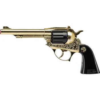 Dětská zbraň Villa Kapslíková pistole Pecos, kovová, zlatá