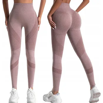 Dámské legíny Dámské legíny SNM růžové, klasické, s vysokým pasem, dlouhé, polyester