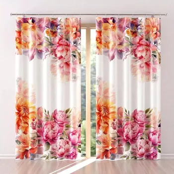 Obraz Moderní závěs tištěná látka barevná s květinovým vzorem Vinca 150x250cm