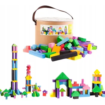 ostatní stavebnice BAJO STAVEBNICE 102 DÍLKŮ DŘEVĚNÉ BAREVNÉ GEOMETRICKÉ TVARY HRAČKA