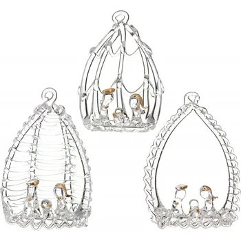 Vánoční dekorace Sada 3 skleněných ks 7,5 cm VILLA ITALIA BETLÉM