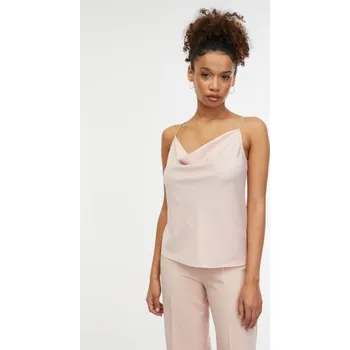 Světle růžový dámský saténový top