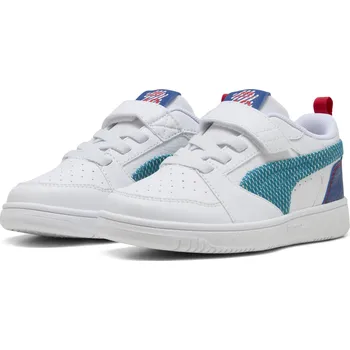 Pánské tenisky PUMA Dětské tenisky suchý zip a elastické šněrování Rebound V6 Low Run Fun PUMA BÍLÁ|MODRÁ