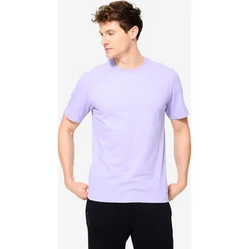 Pánské oblečení DOMYOS Pánské bavlněné fitness tričko 3XL FIALOVÁ