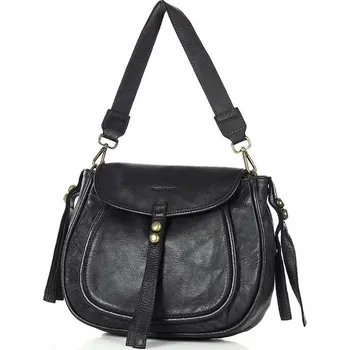 Kabelka Marco Mazzini Klasická sedlová taška z pravé kůže; černá