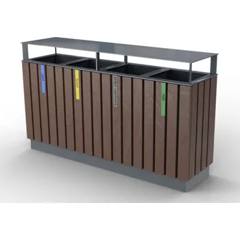 Popelnice HTI Koš na tříděný odpad Recyklát VI Typ ukotvení: klasické (šrouby), Barva konstrukce: šedá komaxit (RAL 7016)