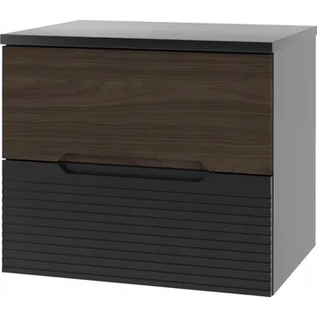 Koupelnový nábytek AVELLA-02 - Skříňka pod Umyvadlo s Deskami 2Z 60cm Černá Matná Ořech Set-1
