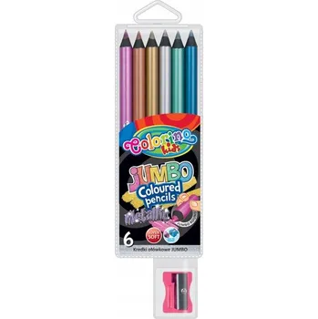 Pastelka Pastelky kulaté jumbo Colorino Kids 6 barev Metallic + ořezávátko
