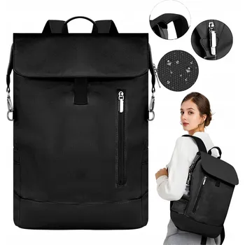 Městský batoh BATOH NA NOTEBOOK, ČERNÝ, BYZNYSOVÝ STYL, ŠIKMÝ PŘEKLOP