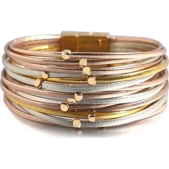 Náramek Dámský metalický náramek Gold Drops Zlatý