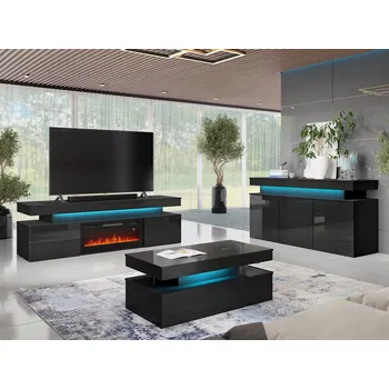 Obývací stěna Mirjan_zondo Nábytek do obývacího pokoje Lesteralo II (černá + černá lesklá)