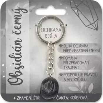 Nekupto Klíčenka s polodrahokamy Obsidián černý