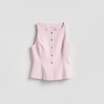 Dámské sako Reserved - Vypasovaná obleková vesta - pastelově růžová - 897HF-03X - 897HF-03X-42