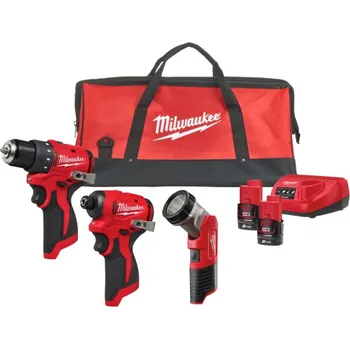 Sada nářadí MILWAUKEE M12 BLPP3A-202B sada aku nářadí 3dílná BLDDRC + BLIDRC + TLED v tašce (2x 2,0Ah baterie + nabíječka) 4933499694