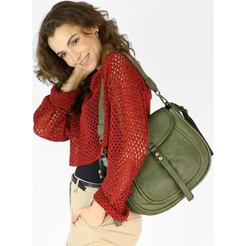 Marco Mazzini Kožená kabelka přes rameno Mazzini M67 zelená