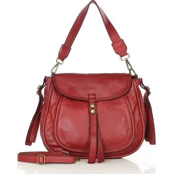 Kabelka Marco Mazzini Klasická sedlová taška z pravé kůže; červená