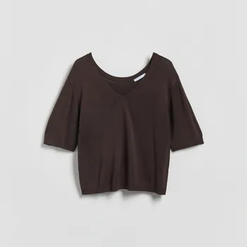 Dámský svetr Reserved - Svetr s viskózou - tmavě hnědá - 871IP-89X - 871IP-89X-XL