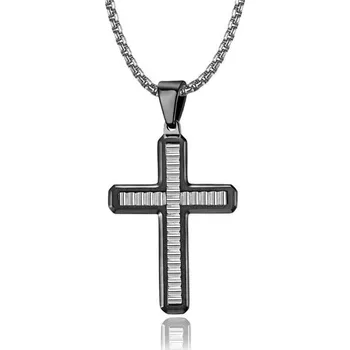 Přívěsek Přívěsek z chirurgické oceli Křížek Blessed - Černý, Model BEZ ŘETÍZKU (pouze přívěsek) Impress Jewelry 97k-cube