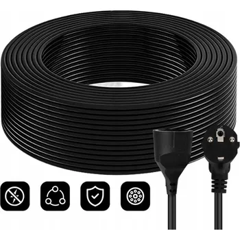 Napájecí kabel PRODLUŽOVACÍ KABEL PVC ČERNÝ 30M 3×0,75MM2 3680W PRO DOMÁCÍ SPOTŘEBIČE