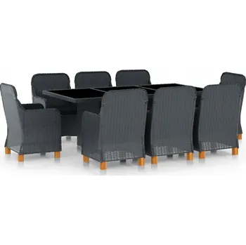 Zahradní sestava zahrada-XL 9dílný zahradní jídelní set s poduškami polyratan tmavě šedý 3060167