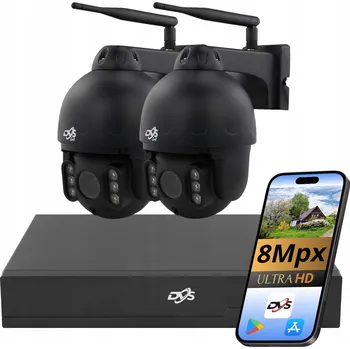 IP kamera Wifi monitorovací systém 2 otočné kamery 8Mpx 4K kovové černé, P2P záznamník