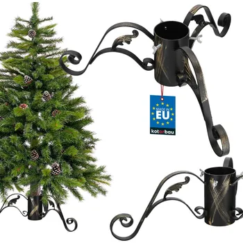 Vánoční dekorace Stojan na vánoční stromek s kontejnerem kovová patina 100 mm - patina