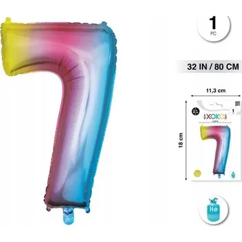 Balónek Fóliový balónek - vícebarevný - číslice 7, 32''/80 cm
