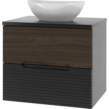 Koupelnový nábytek AVELLA-02 - Skříňka s umyvadlem a deskou 2Z 60cm Černá Matná Ořech Set-2