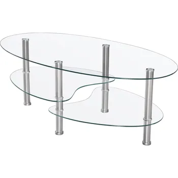 Konferenční stolek Konferenční stolek Rattanland oválný 90 x 50 x 41 cm průhledný