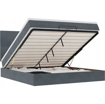 Postel VidaXL Rám postele s úložným prostorem a matracemi, šedá, 200x200 cm, samet