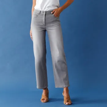 Dámské džíny Široké zkrácené džíny šedá 44