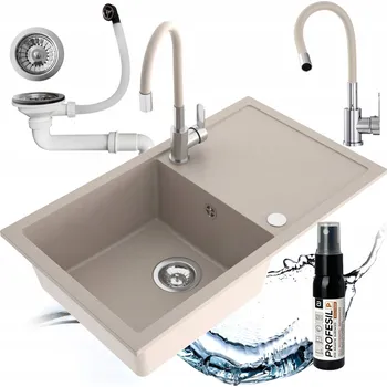 Granitový dřez Jednokomorový granitový dřez Milo Alpha béžový